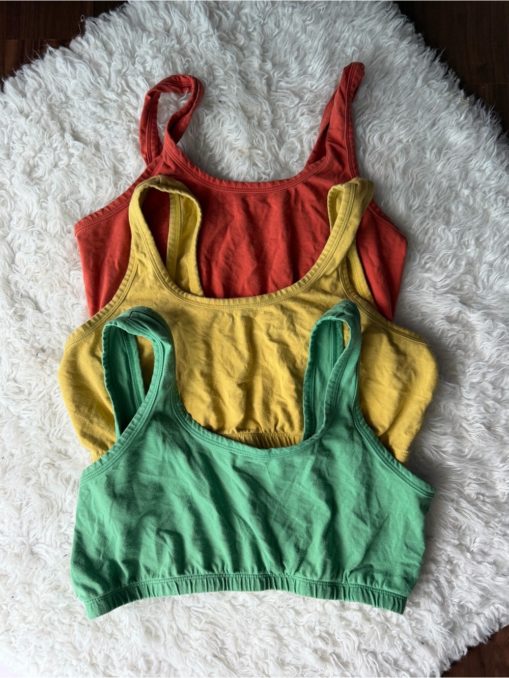Arq Bundle of 3 Cotton Bra Tank Crop Top - Green, Yellow, Orange 2X